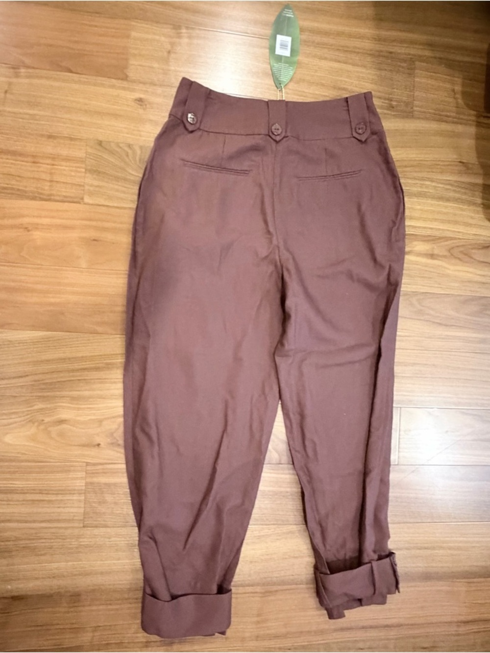 Farm Rio High-Waist Pleated Brown Women's Trousers Size M NWT - Picture 9 of 12